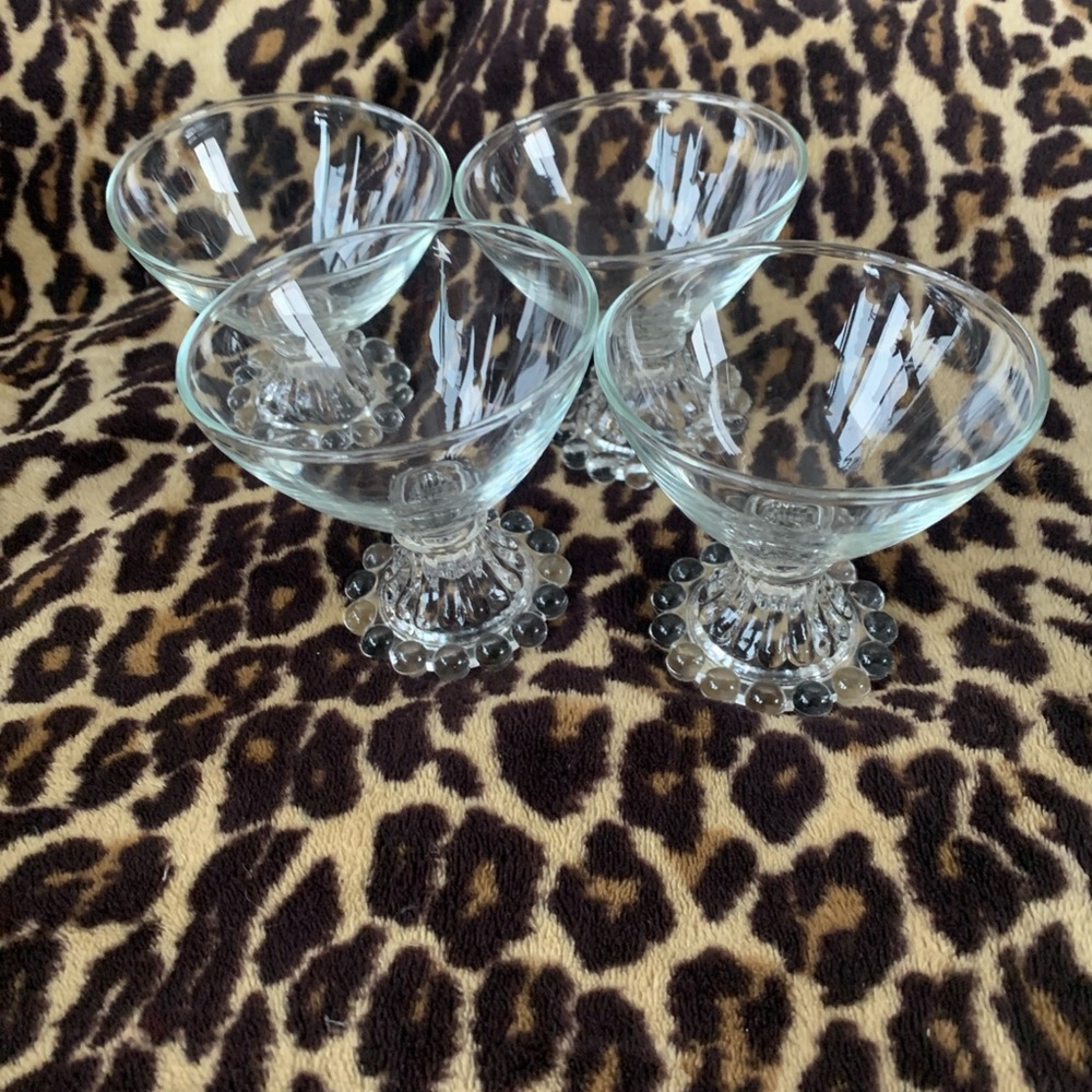 Vintage Candlewick Boopie Glass Footed Fruit Sherberts 3 3/4” Set Of 4